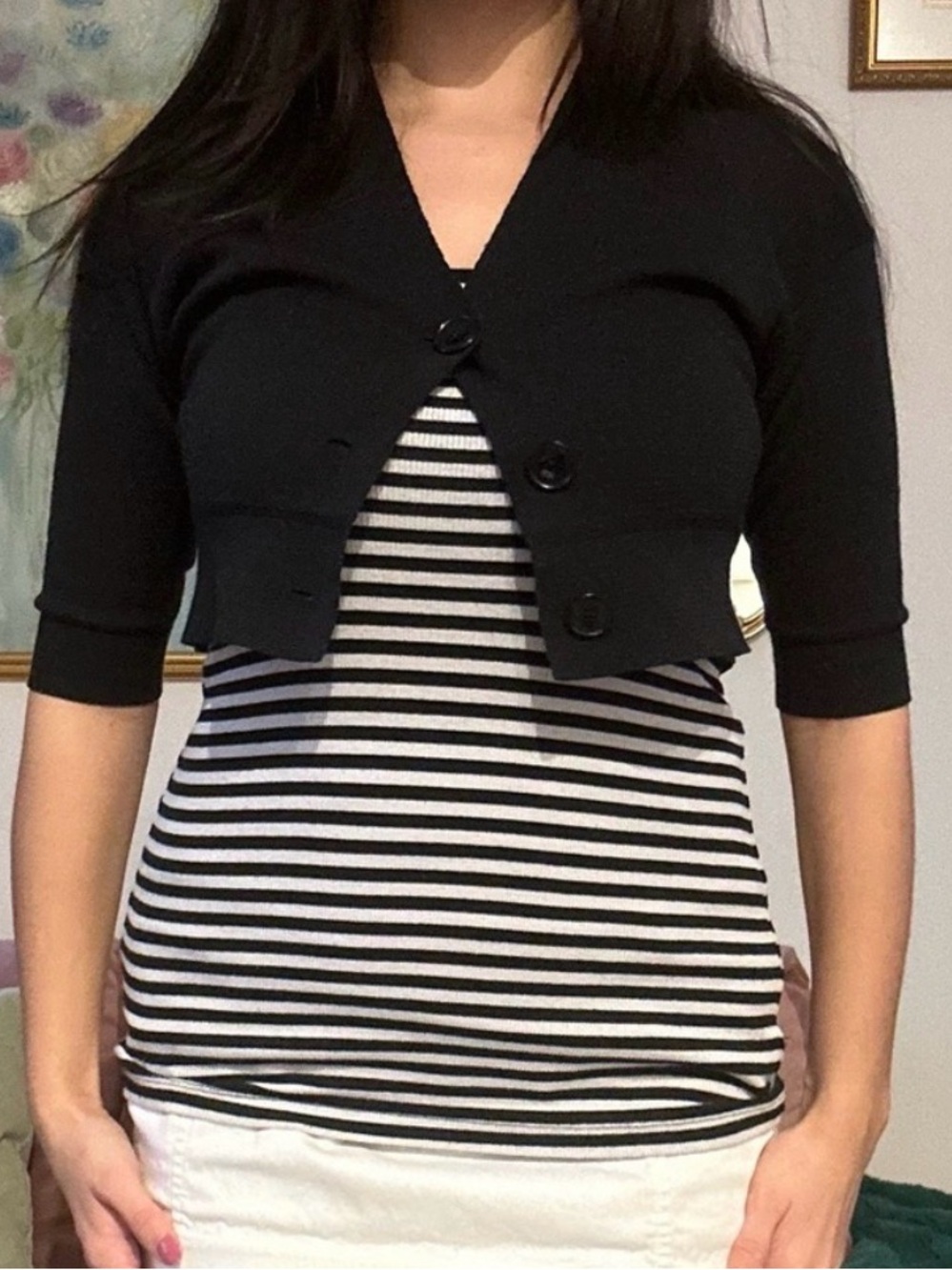 Black Knit Cropped Cardigan